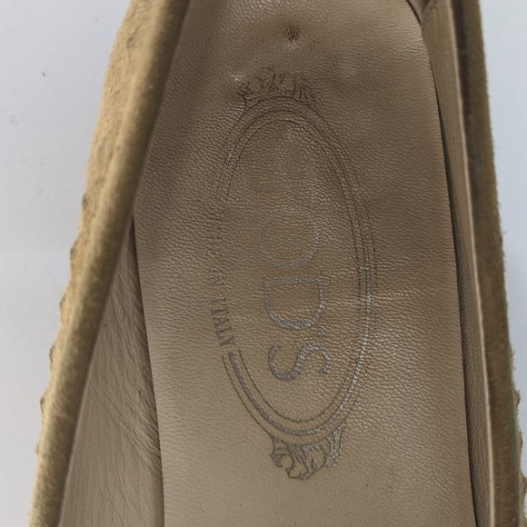 Tod's Tan Suede Studded Square Toe Tie Loafers - Picture 9 of 10